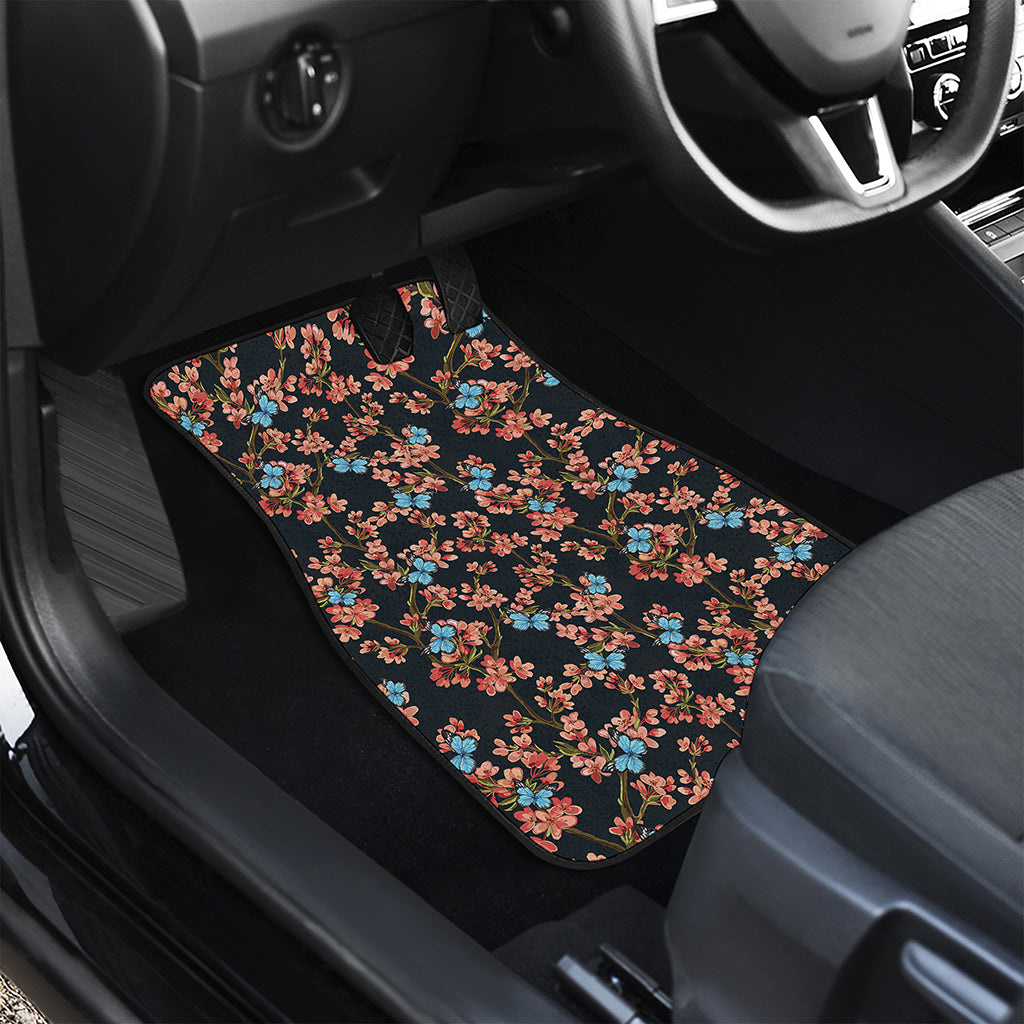 Blossom Flower Butterfly Print Front and Back Car Floor Mats