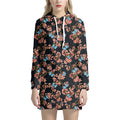 Blossom Flower Butterfly Print Pullover Hoodie Dress