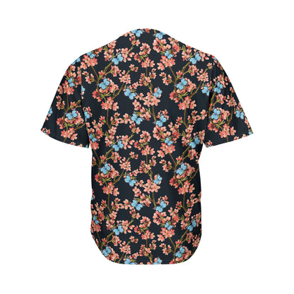Blossom Flower Butterfly Print Men's Baseball Jersey