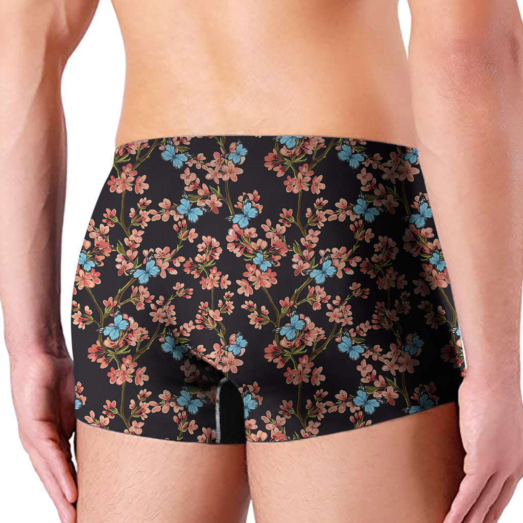 Blossom Flower Butterfly Print Men's Boxer Briefs