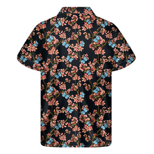 Blossom Flower Butterfly Print Men's Short Sleeve Shirt