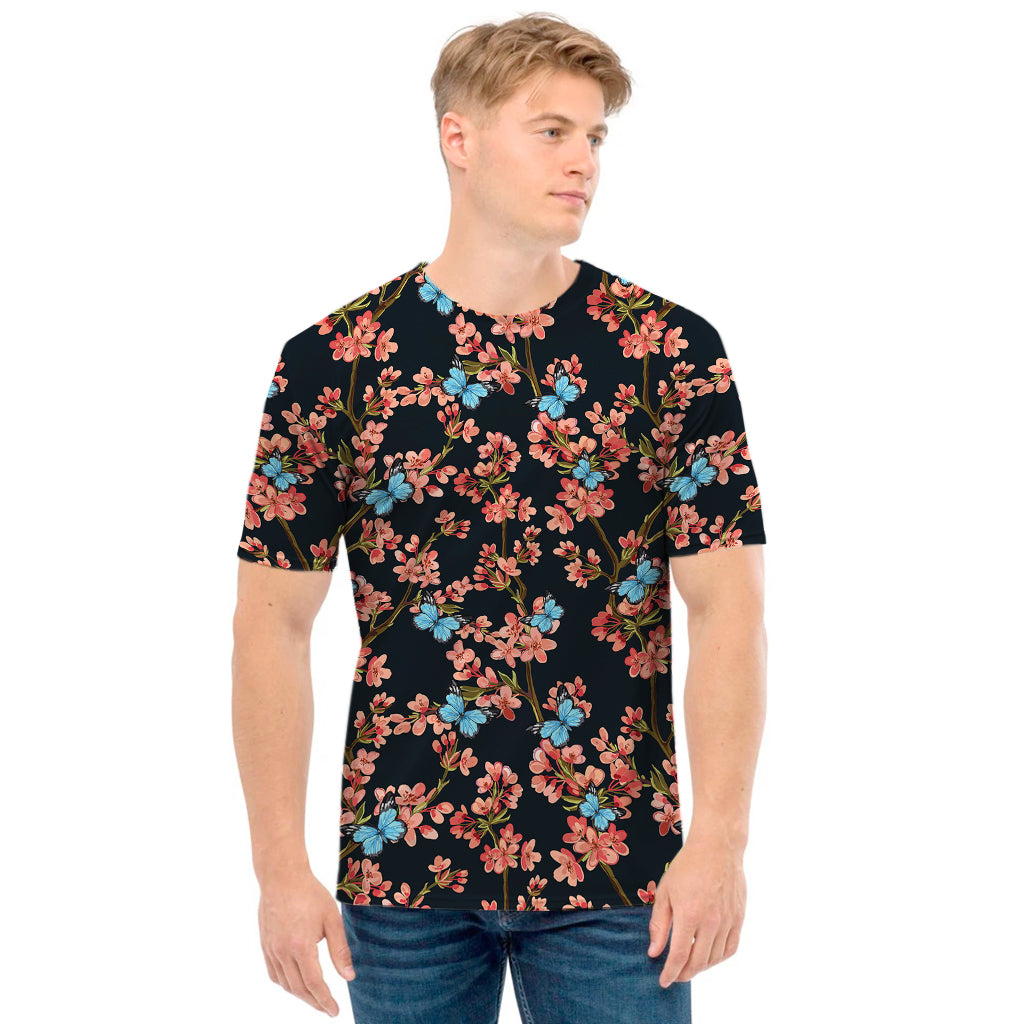 Blossom Flower Butterfly Print Men's T-Shirt