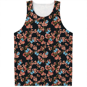 Blossom Flower Butterfly Print Men's Tank Top