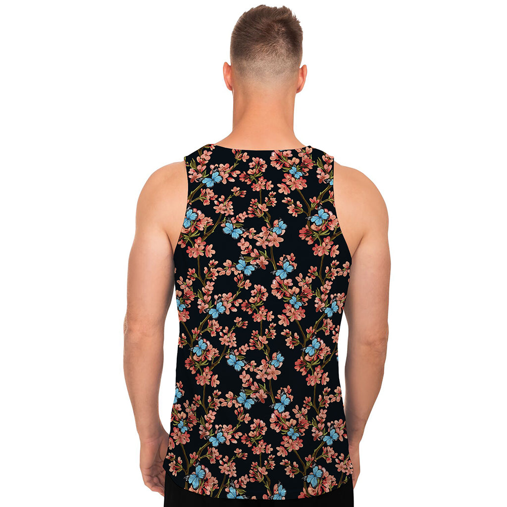 Blossom Flower Butterfly Print Men's Tank Top