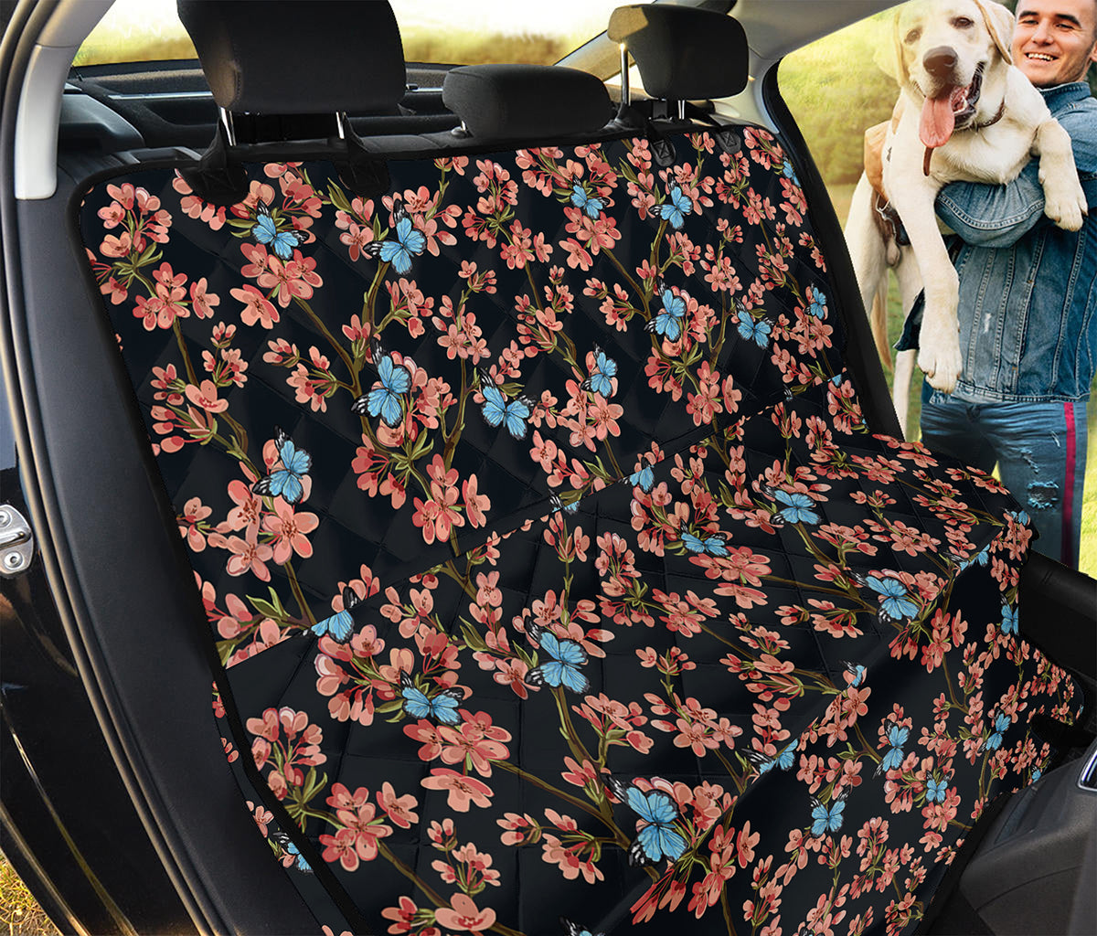 Blossom Flower Butterfly Print Pet Car Back Seat Cover