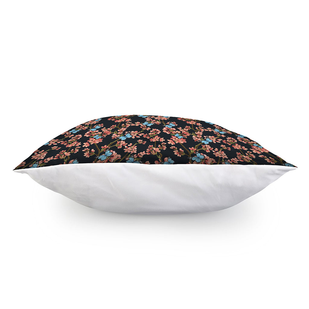 Blossom Flower Butterfly Print Pillow Cover