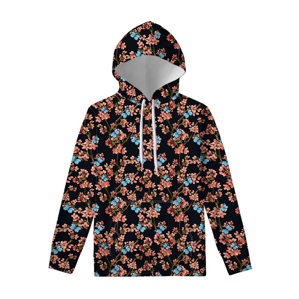 Blossom Flower Butterfly Print Pullover Hoodie