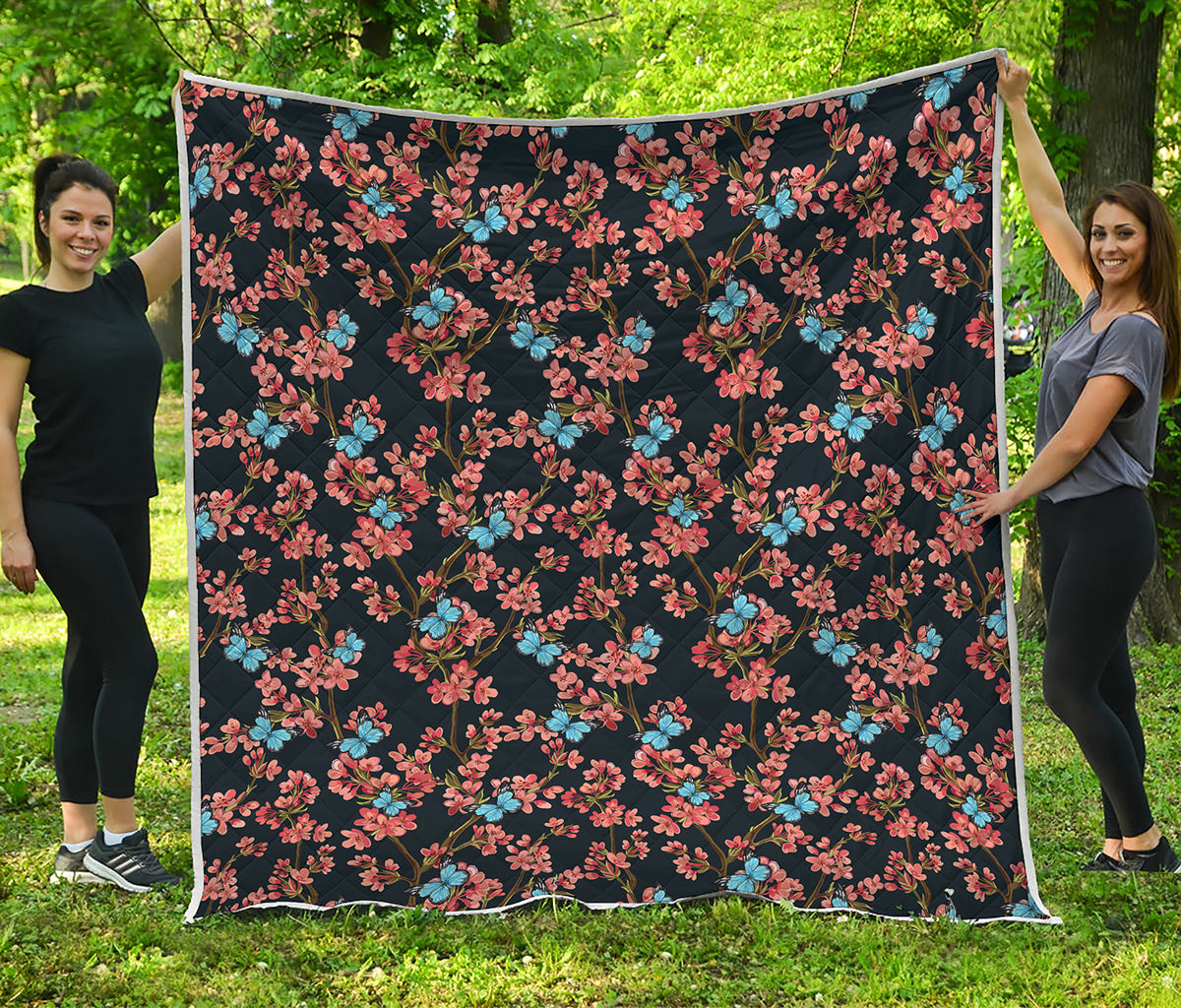 Blossom Flower Butterfly Print Quilt