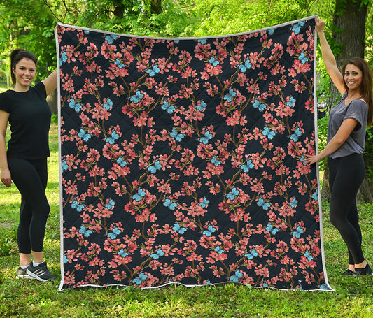 Blossom Flower Butterfly Print Quilt