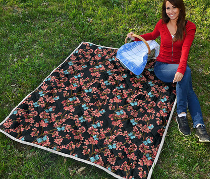 Blossom Flower Butterfly Print Quilt