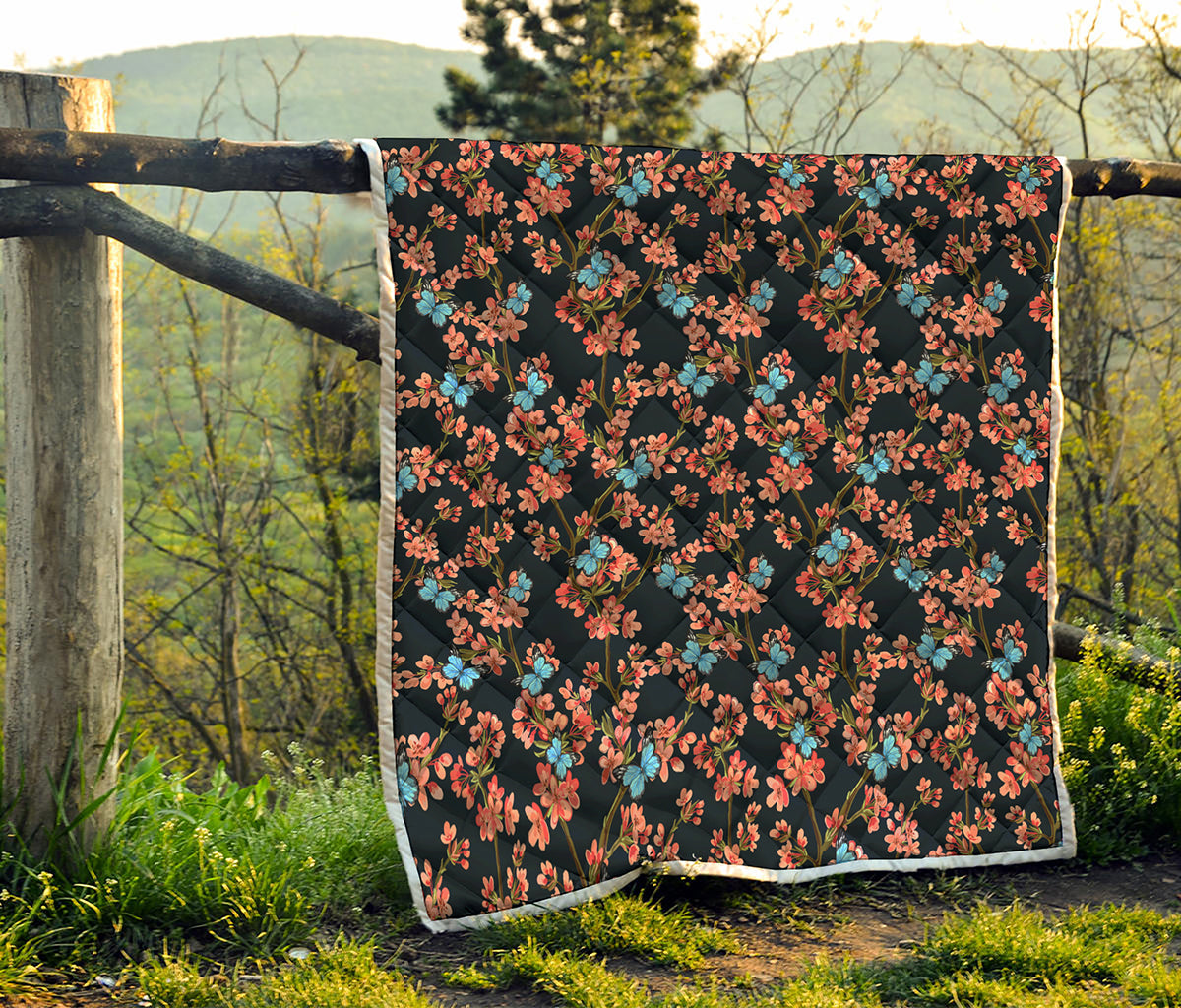 Blossom Flower Butterfly Print Quilt