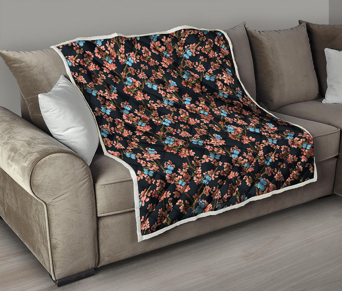 Blossom Flower Butterfly Print Quilt