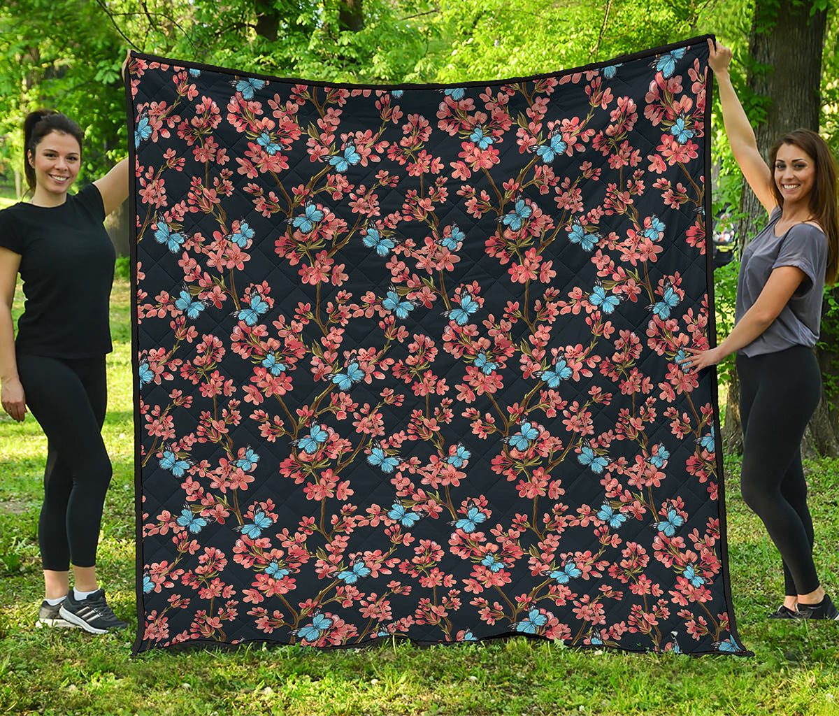 Blossom Flower Butterfly Print Quilt