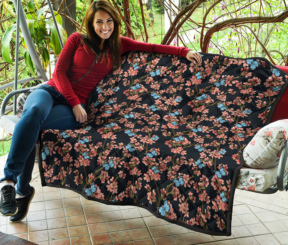 Blossom Flower Butterfly Print Quilt