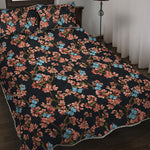 Blossom Flower Butterfly Print Quilt Bed Set