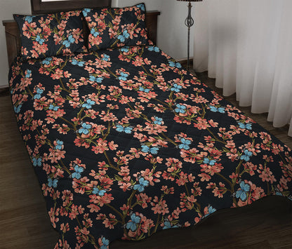 Blossom Flower Butterfly Print Quilt Bed Set