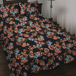 Blossom Flower Butterfly Print Quilt Bed Set
