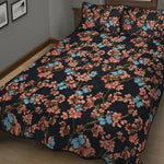 Blossom Flower Butterfly Print Quilt Bed Set