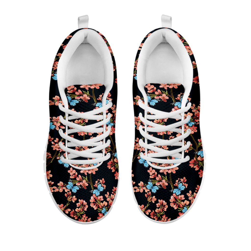 Blossom Flower Butterfly Print White Sneakers