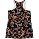 Blossom Flower Butterfly Print Women's Racerback Tank Top