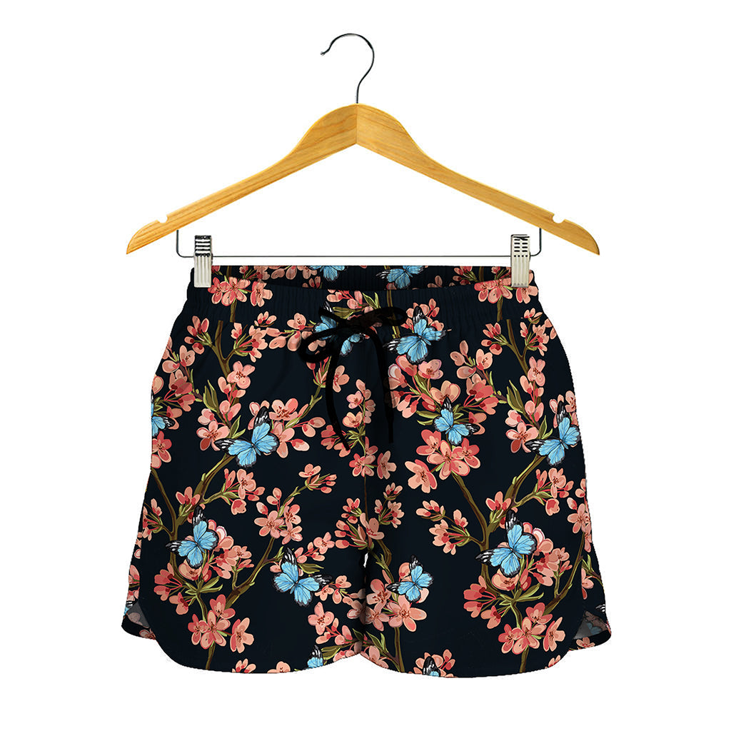 Blossom Flower Butterfly Print Women's Shorts