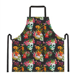 Blossom Flowers Skull Pattern Print Apron