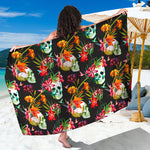 Blossom Flowers Skull Pattern Print Beach Sarong Wrap