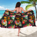 Blossom Flowers Skull Pattern Print Beach Sarong Wrap