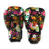 Blossom Flowers Skull Pattern Print Boxing Gloves