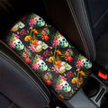 Blossom Flowers Skull Pattern Print Car Center Console Cover