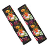 Blossom Flowers Skull Pattern Print Car Seat Belt Covers