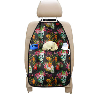 Blossom Flowers Skull Pattern Print Car Seat Organizers