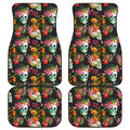 Blossom Flowers Skull Pattern Print Front and Back Car Floor Mats