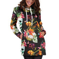Blossom Flowers Skull Pattern Print Pullover Hoodie Dress