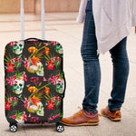 Blossom Flowers Skull Pattern Print Luggage Cover GearFrost