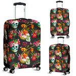 Blossom Flowers Skull Pattern Print Luggage Cover GearFrost