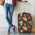 Blossom Flowers Skull Pattern Print Luggage Cover