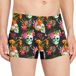 Blossom Flowers Skull Pattern Print Men's Boxer Briefs