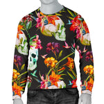 Blossom Flowers Skull Pattern Print Men's Crewneck Sweatshirt GearFrost