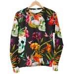 Blossom Flowers Skull Pattern Print Men's Crewneck Sweatshirt GearFrost