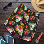 Blossom Flowers Skull Pattern Print Men's Shorts