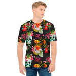 Blossom Flowers Skull Pattern Print Men's T-Shirt