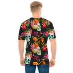 Blossom Flowers Skull Pattern Print Men's T-Shirt