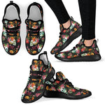 Blossom Flowers Skull Pattern Print Mesh Knit Shoes GearFrost