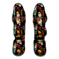 Blossom Flowers Skull Pattern Print Muay Thai Shin Guards