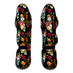 Blossom Flowers Skull Pattern Print Muay Thai Shin Guard