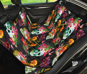 Blossom Flowers Skull Pattern Print Pet Car Back Seat Cover