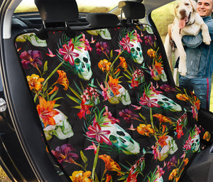 Blossom Flowers Skull Pattern Print Pet Car Back Seat Cover