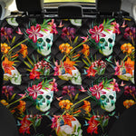 Blossom Flowers Skull Pattern Print Pet Car Back Seat Cover