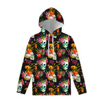 Blossom Flowers Skull Pattern Print Pullover Hoodie